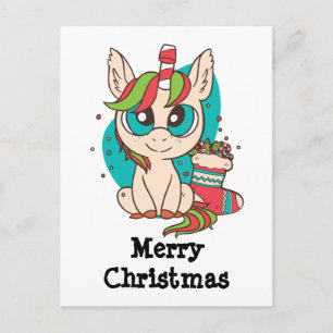 Cartes Pour Fêtes Annuelles Thème de Noël Unicorne
