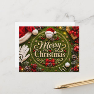 Cartes Pour Fêtes Annuelles Thème de vacances de Noël de golf sur gazon vert