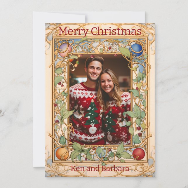 Cartes Pour Fêtes Annuelles Thème personnalisé de couronne de Noël (Devant)
