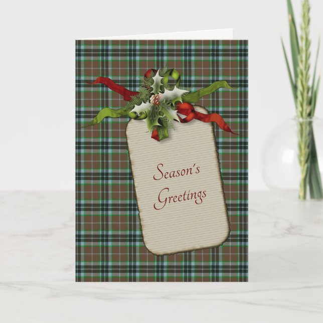 Cartes Pour Fêtes Annuelles Thompson Chasse Ancien Tartan Noël (Devant)