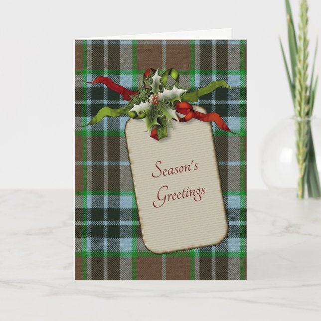 Cartes Pour Fêtes Annuelles Thompson Chasse Ancien Tartan Noël (Devant)
