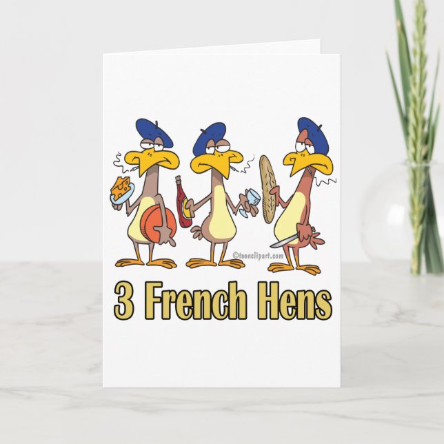 Cartes Pour Fêtes Annuelles three french hens 3rd third day of christmas (Devant)