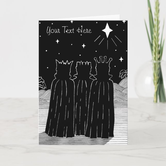 Cartes Pour Fêtes Annuelles Three kings and Christmas star black and white (Devant)