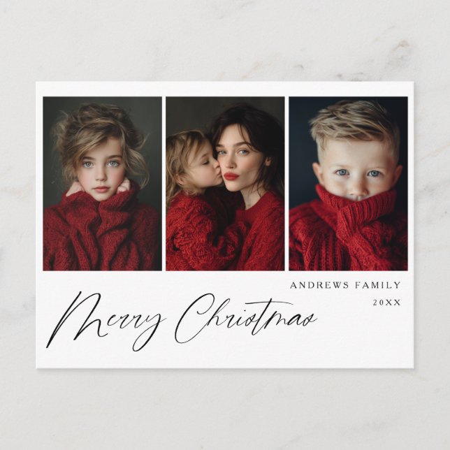 Cartes Pour Fêtes Annuelles Three photo Christmas Holiday Design (Devant)