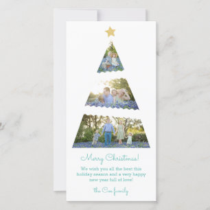 Cartes Pour Fêtes Annuelles Three Photo Christmas Tree Skinny Holiday Card