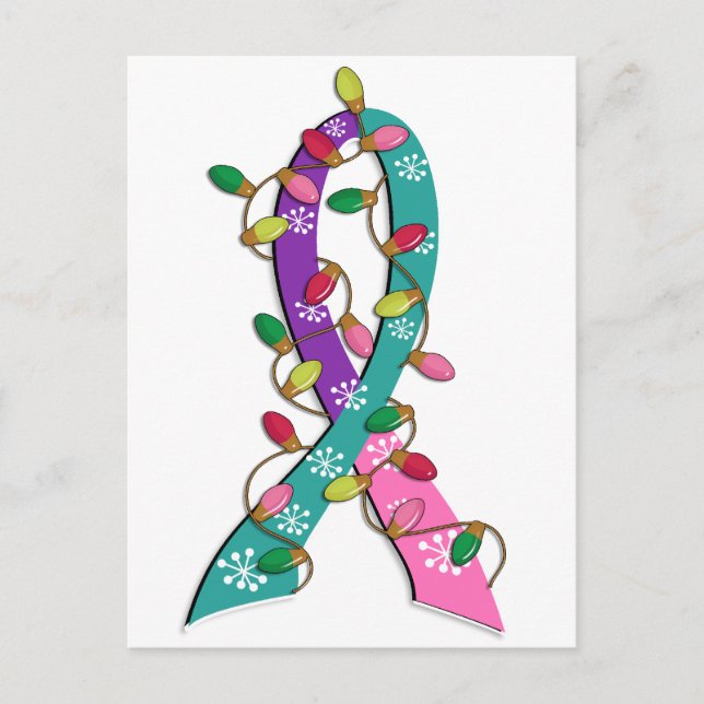 Cartes Pour Fêtes Annuelles Thyroïde Cancer Noël éclat le ruban (Devant)