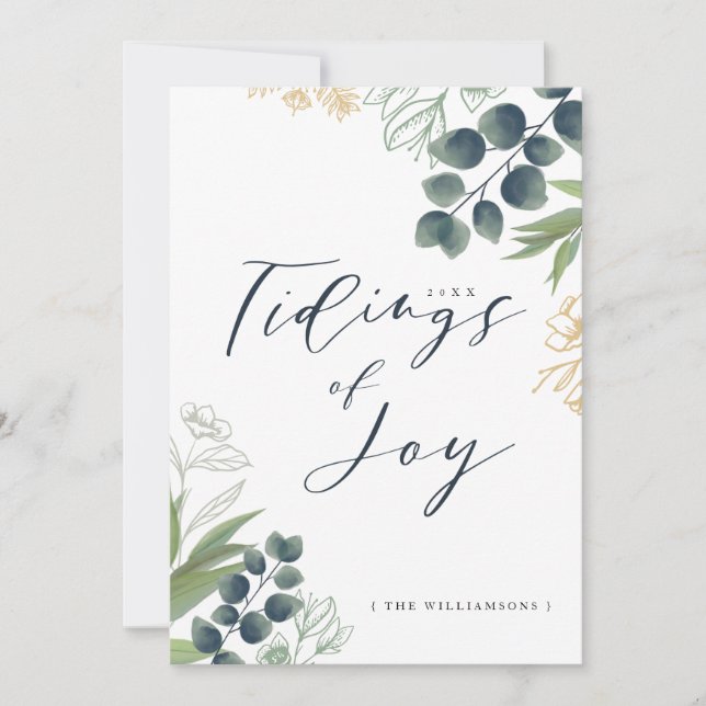 Cartes Pour Fêtes Annuelles Tidings of Joy | Élégant revêtement d'hiver (Devant)