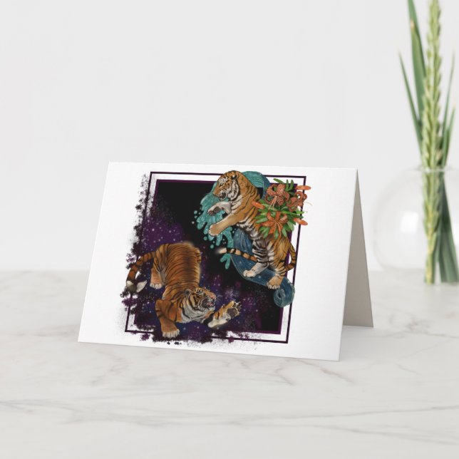 Cartes Pour Fêtes Annuelles Tigres du destin dans les étoiles (Devant)
