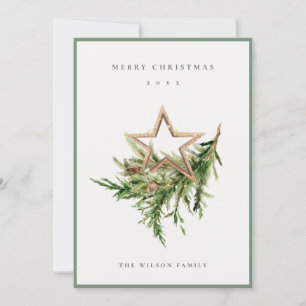 Cartes Pour Fêtes Annuelles Timber Star Orament Pine Branch Joyeux Noël