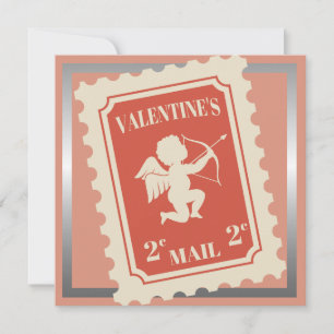 Cartes Pour Fêtes Annuelles Timbre Cupidon de la Saint-Valentin romantique à 0