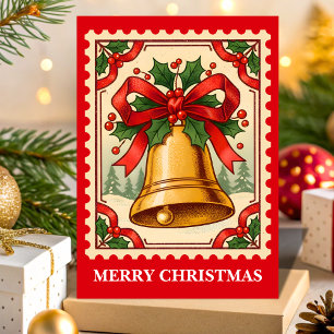 Cartes Pour Fêtes Annuelles Timbre de la Poste de Noël rétro Bell