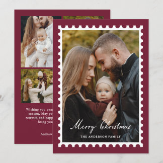 Cartes Pour Fêtes Annuelles Timbre de Noël Classique Bourgogne 5 Photo