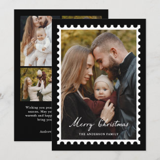 Cartes Pour Fêtes Annuelles Timbre de Noël Noir Classique 5 Photos