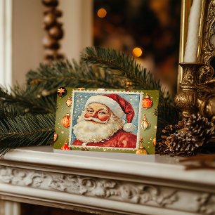 Cartes Pour Fêtes Annuelles Timbre de Noël vintage Jolly Père Noël
