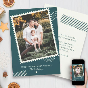 Cartes Pour Fêtes Annuelles Timbre-poste de photo de famille moderne et chaleu