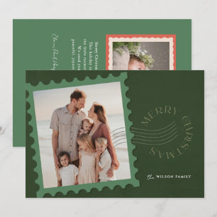 Cartes Pour Fêtes Annuelles Timbre vert 2 Photo Noël