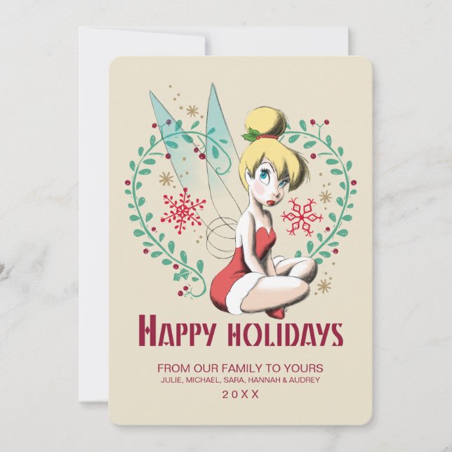 Cartes Pour Fêtes Annuelles Tinker Bell | Joyeuses Fêtes Vintages (Devant)