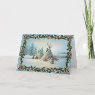 Cartes Pour Fêtes Annuelles TIPI CAMP SQUAW & BOUGHES par SHARON SHARPE