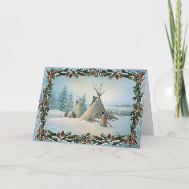 Cartes Pour Fêtes Annuelles TIPI CAMP SQUAW & BOUGHES par SHARON SHARPE (Devant)