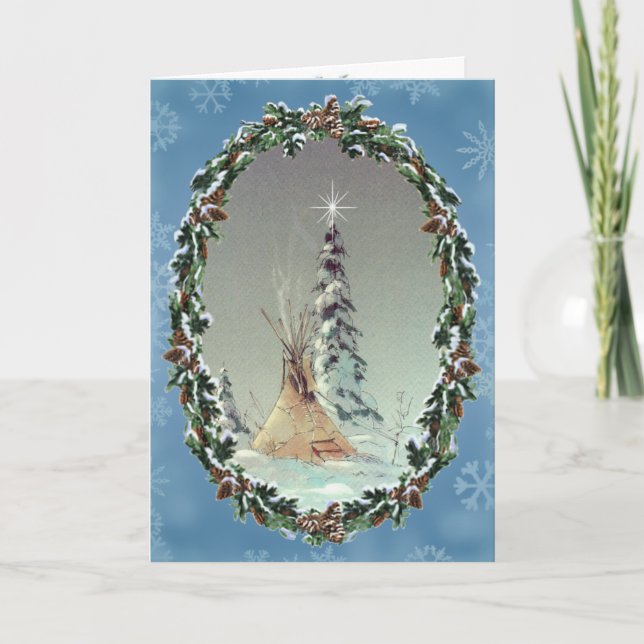 Cartes Pour Fêtes Annuelles TIPI et GUIRLANDE SOLITAIRES par SHARON SHARPE (Devant)