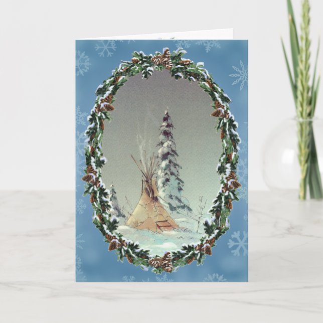 Cartes Pour Fêtes Annuelles TIPI et GUIRLANDE SOLITAIRES par SHARON SHARPE (Devant)