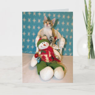 Cartes Pour Fêtes Annuelles Tippy's Snowman - Chat / Kitten Christmas Card