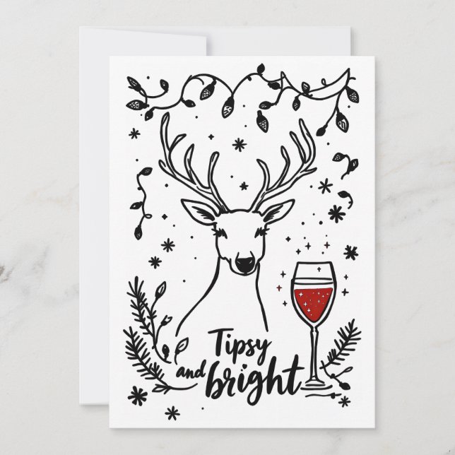 Cartes Pour Fêtes Annuelles Tipsy et Bright Deer (Devant)