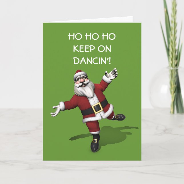 Cartes Pour Fêtes Annuelles Tiptoe Danser Père Noël (Devant)