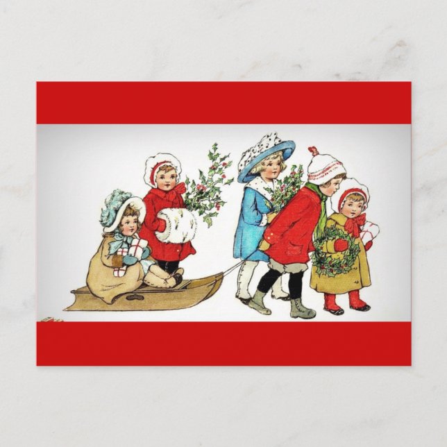 Cartes Pour Fêtes Annuelles Tirer une traîneau de Noël (Devant)