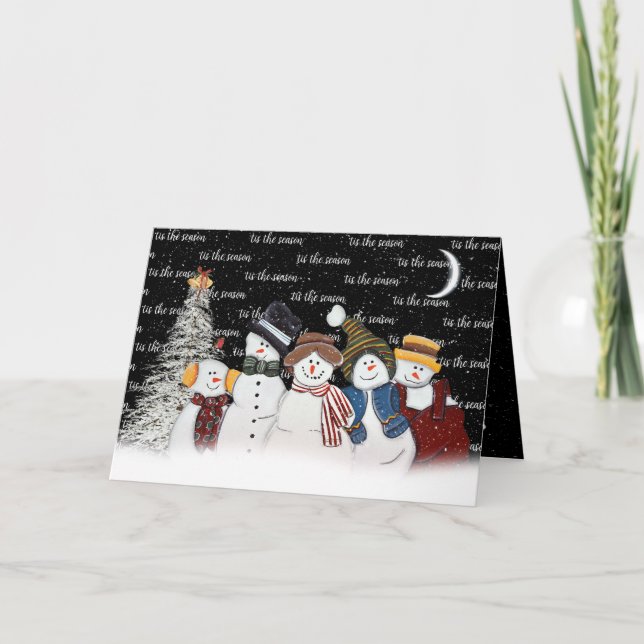 Cartes Pour Fêtes Annuelles 'Tis Season Snowmen In Snowflakes (Devant)