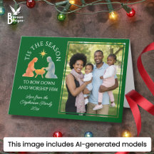 TIS THE SEASON Photo de famille Noël Moderne Vert