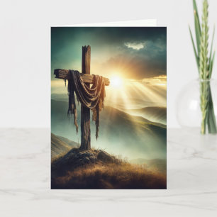 Cartes Pour Fêtes Annuelles Tissu taché sur une croix robuste