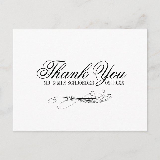 Cartes Pour Fêtes Annuelles Toile & Calligraphie Mariage Merci Postcard (Devant)