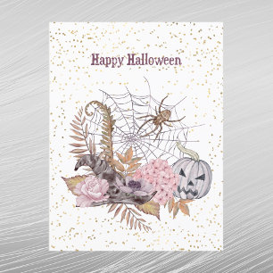 Cartes Pour Fêtes Annuelles Toile d'araignée Fleur Rose Halloween Citrouille