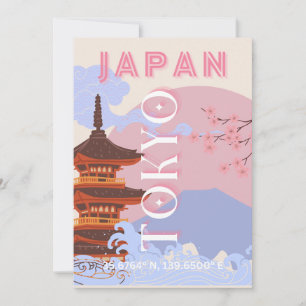 Cartes Pour Fêtes Annuelles Tokyo Japan Travel Art, Retro Travel Art, Rose
