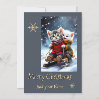Cartes Pour Fêtes Annuelles Tom and Luna Christmas Card Sledding Winter Scene 