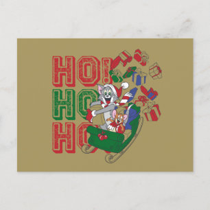 Cartes Pour Fêtes Annuelles Tom et Jerry livrent des cadeaux dans un traîneau