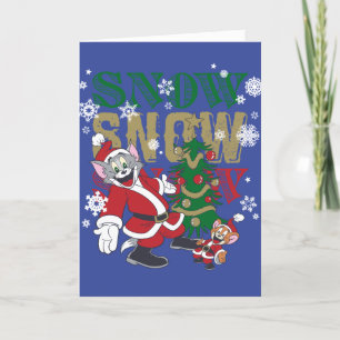 Cartes Pour Fêtes Annuelles Tom et Jerry Santas By The Tree