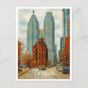 Cartes Pour Fêtes Annuelles Toronto Skyline Canada Aquarelle Vintage