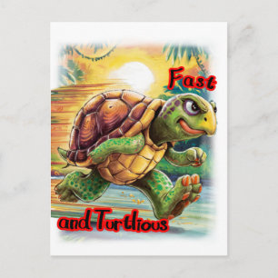 Cartes Pour Fêtes Annuelles Tortue de dessin animé la plus rapide du monde sur