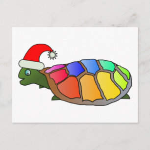 Cartes Pour Fêtes Annuelles Tortue drôle avec chapeau de Santa