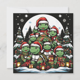 Cartes Pour Fêtes Annuelles Tortue est heureuse avec les cadeaux de Noël