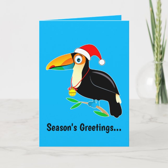 Cartes Pour Fêtes Annuelles Toucan avec Santa Hat Joyeuses vacances! (Devant)