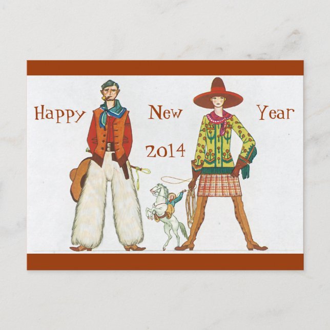 Cartes Pour Fêtes Annuelles Touch of Old West New Year (Devant)