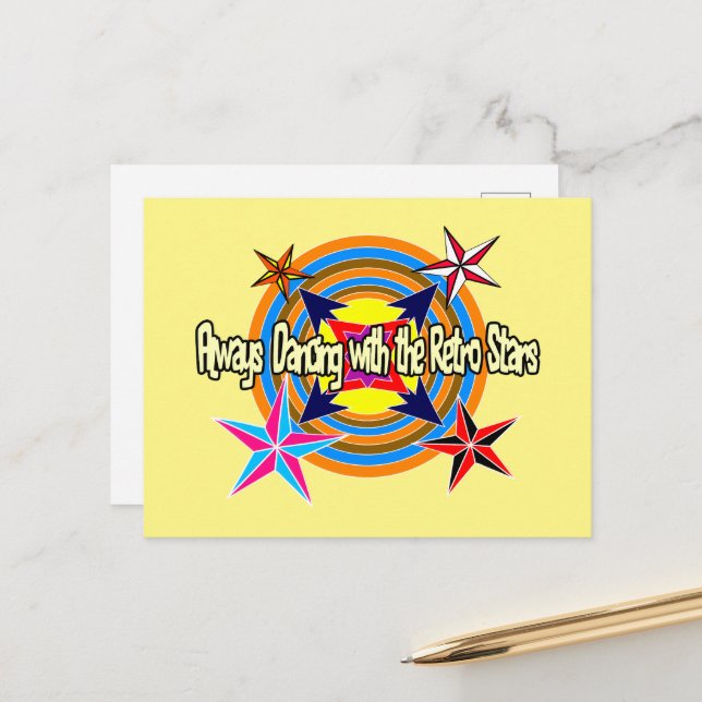 Cartes Pour Fêtes Annuelles Toujours danser avec les stars rétro (Devant/Arrière en situation)