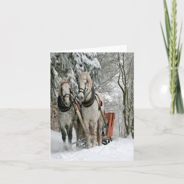Cartes Pour Fêtes Annuelles Tour de Sleigh d'hiver (Devant)