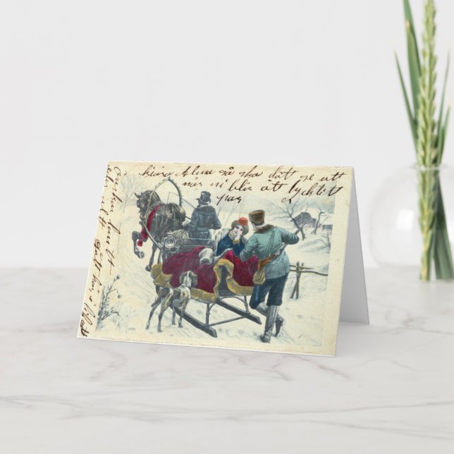 Cartes Pour Fêtes Annuelles Tour de Sleigh d'hiver (Devant)