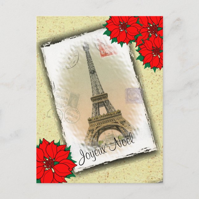 Cartes Pour Fêtes Annuelles Tour Eiffel avec la salutation de Noël (Devant)