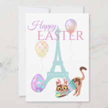 Tour Eiffel de Pâques et ballons Pastel Chat