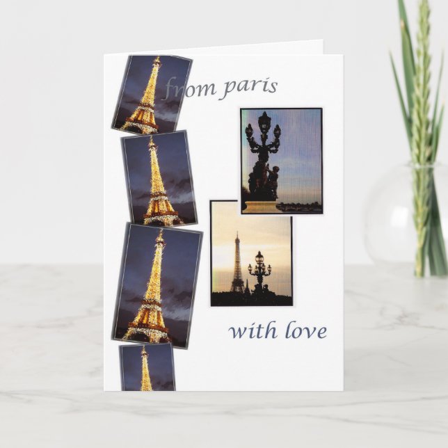 Cartes Pour Fêtes Annuelles Tour Eiffel Paris je t'aime Valentine (Devant)